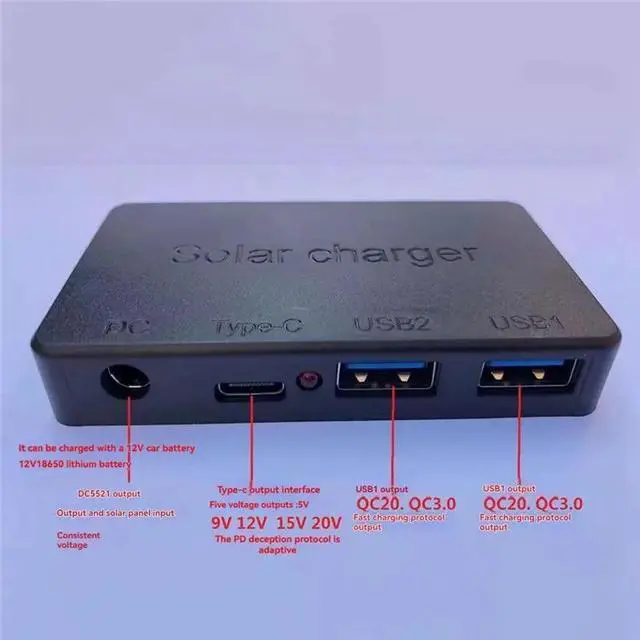 Alt view image 3 of 3 - DIY Solar Controller 5V 9V 12V TYPE-C USB-1/USB-2 Output Port Voltage Stabilizer Solar Panel Regulator