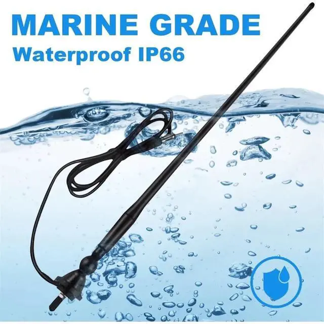 Main image of Marine Waterproof Antenna - Rubber Duck Dipole Flexible Mast, Supports FM/AM for Boat Radio, Car, ATV, UTV, RZR, SPA