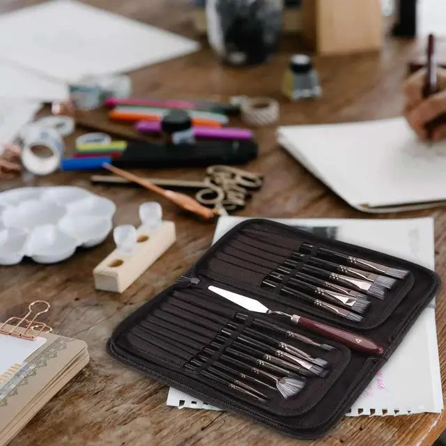 Alt view image 3 of 3 - 15PCS Acrylic Paint Brushes Set, Acrylic, Watercolor and Gouache Painting Brushes forAmatures and Professional Painter