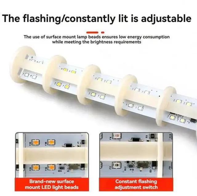 Alt view image 3 of 6 - Industrial LED Signal Tower Lights DC12-24V Warning Light System Includes Steady/Flashing Modes And Light Strips
