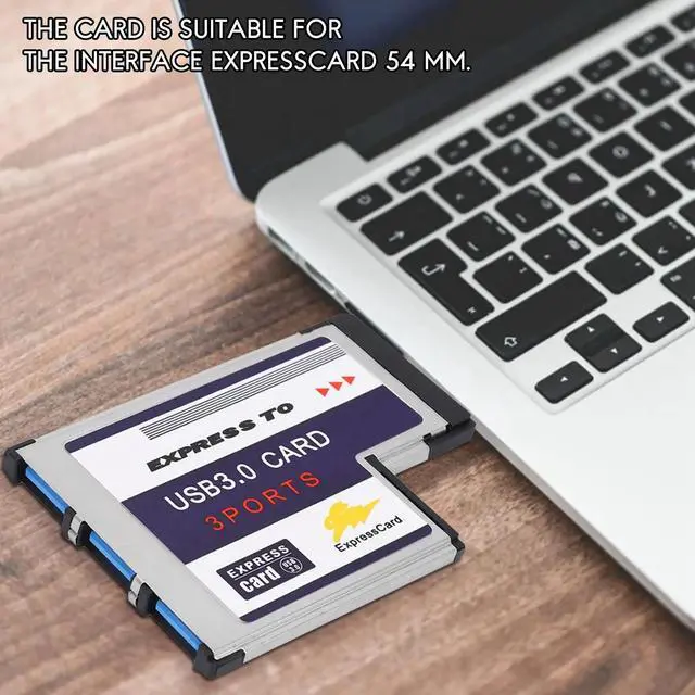 Alt view image 3 of 3 - 3 Port USB 3.0 Express Card 54mm PCMCIA Express Card for Laptop