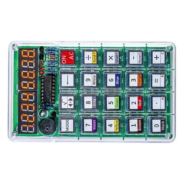 Alt view image 2 of 3 - Electronic Calculator Soldering Practice Kit with Resistance Calculator and Transparent Case