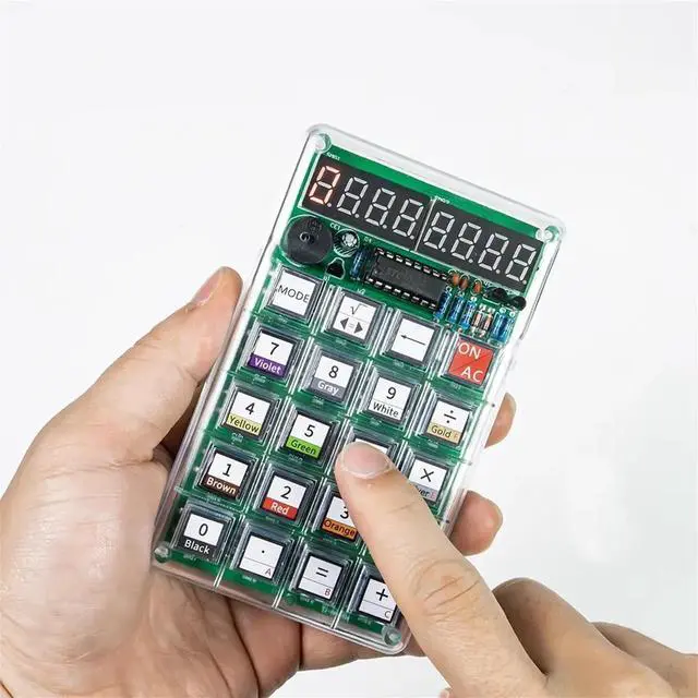 Main image of Electronic Calculator Soldering Practice Kit with Resistance Calculator and Transparent Case