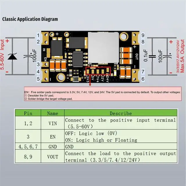 Main image of Step-Down Power Module DC/DC Power Module 60V Max Input 3.3/5/7.4/12/24V Output 5A Max Current TPS54560