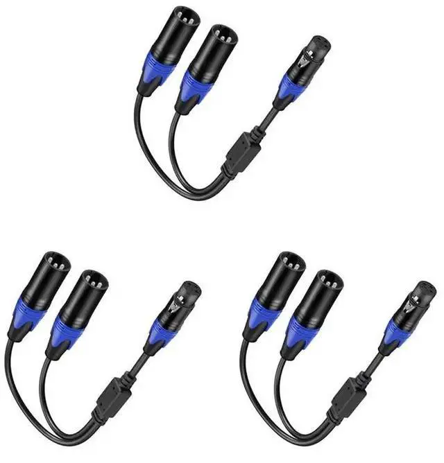 Main image of XLR Splitter Cable, 1 XLR Female To 2 XLR Male Y Cable Balanced Microphone Splitter Cord Audio Adaptor 3Pack