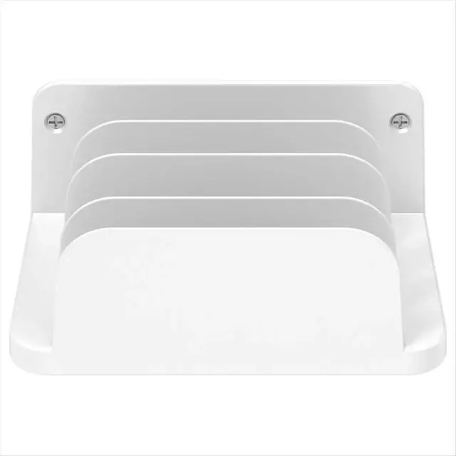 Alt view image 3 of 3 - For Tablet/Mobile Phone Wall Mount Storage Charging Stand 4 Slots Design Wall Charging Station White