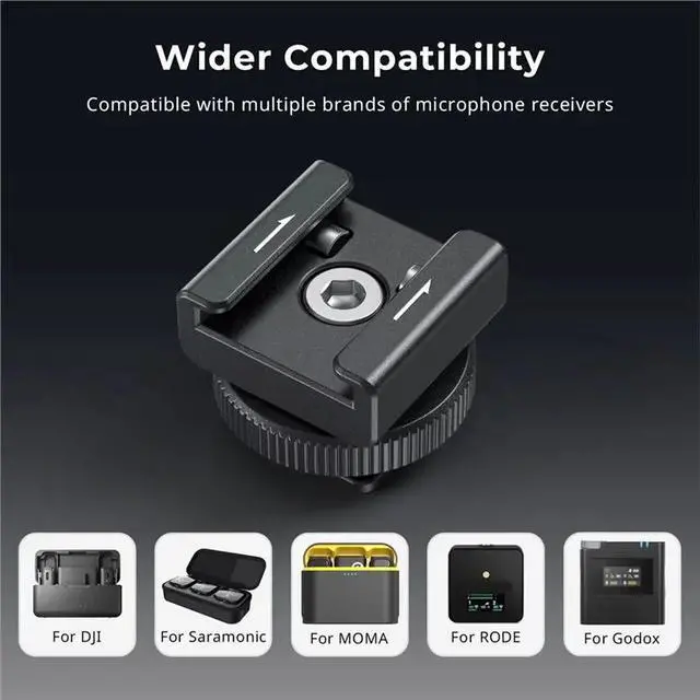 Alt view image 3 of 6 - Microphone Support For Mic/Mic 2 And RODE GO II With Camera Flash And Cold Shoe Mount