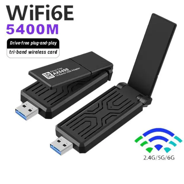 Alt view image 3 of 6 - AX5400 6E USB Adapter Card 2.4G/5G/6GHz Tri-Band 5400Mbps USB3.0 6E Adapter for Win10&Win11