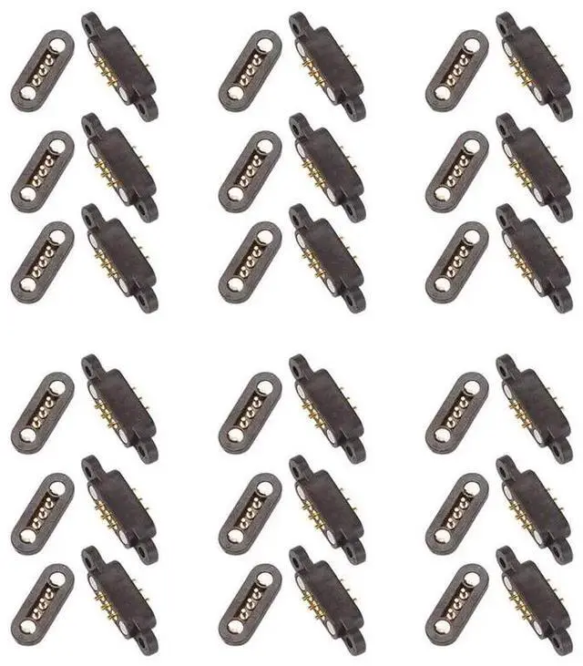 Main image of 18 Pairs Spring Loaded Magnetic Pogo Pin Connector 3 Positions Magnets Pitch 2.3MM 3P Through Holes Male Female Prob