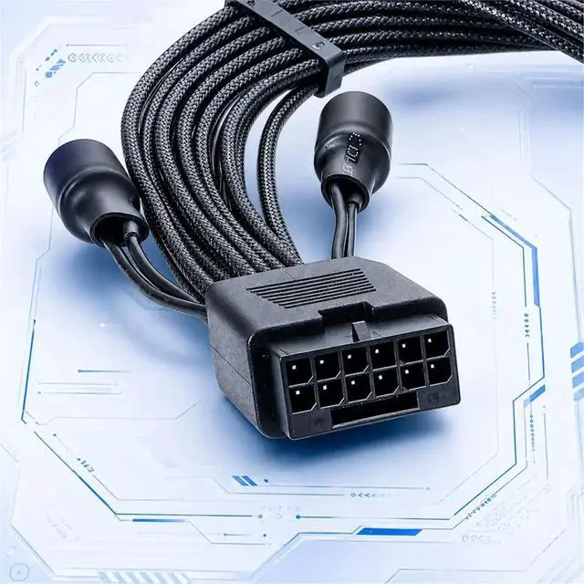 Alt view image 2 of 3 - Graphics Card GPU 12VHPWR 16PIN(12+4) Power Extention Cable with 4 Capacitor Filter Reduce Graphics Card Squeal