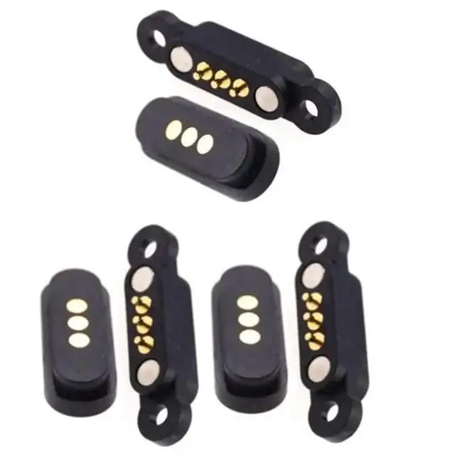 Alt view image 2 of 3 - 18 Pairs Spring Loaded Magnetic Pogo Pin Connector 3 Positions Magnets Pitch 2.3MM 3P Through Holes Male Female Prob