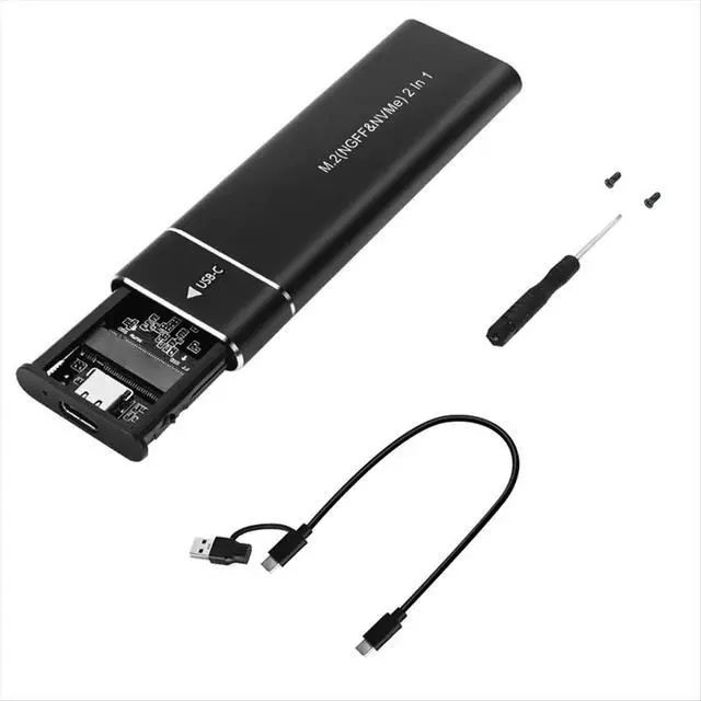 Alt view image 2 of 3 - M2 SSD Case M.2 NVMe SATA SSD Enclosure USB 3.1 Type C Gen2 10Gbps Tool Free M.2 NVMe NGFF Solid State Drive Box Black