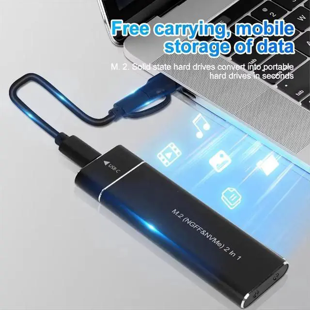 Alt view image 3 of 3 - M2 SSD Case M.2 NVMe SATA SSD Enclosure USB 3.1 Type C Gen2 10Gbps Tool Free M.2 NVMe NGFF Solid State Drive Box Black