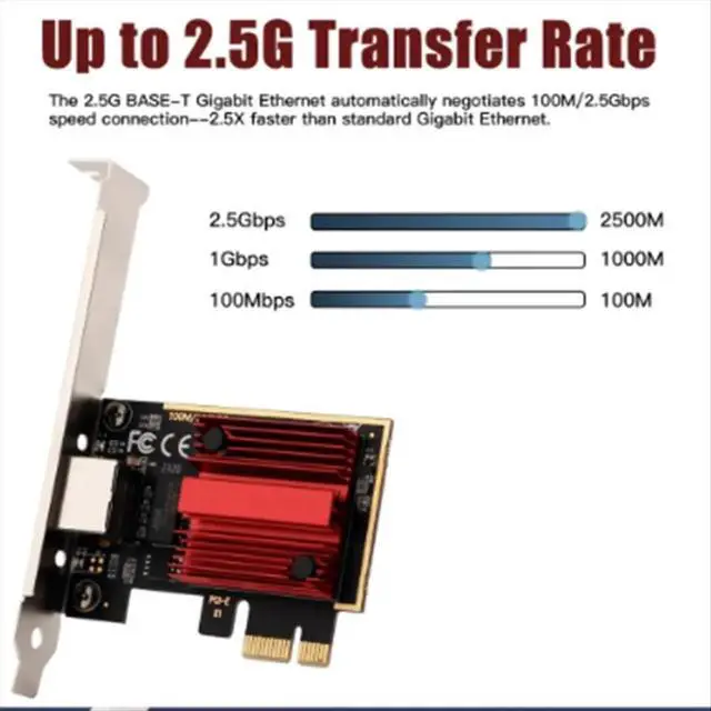 Alt view image 2 of 3 - 2.5G PCI-E to RJ45 Gigabit Network Card RTL8125B Chip 10/100/1000Mbps Ethernet Wired RJ45 LAN Controller Adapter