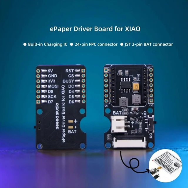 Alt view image 3 of 3 - EPaper Driver Board for XIAO 24-Pin FPC Connector, Built-in Charging IC,JST 2-Pin BAT Connector