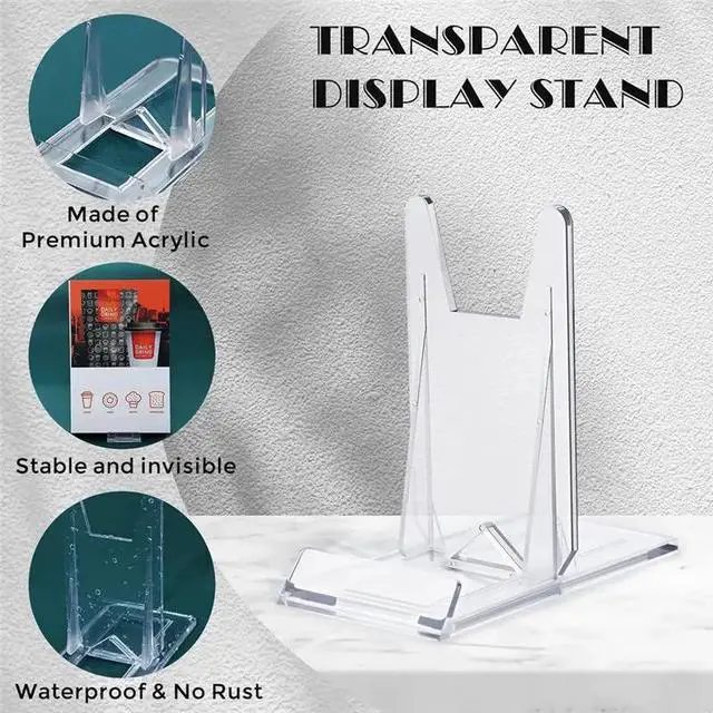 Alt view image 2 of 3 - 16Pcs Book Stand For Display Crystal Book Holder Display Adjustable Book Easel Collector Display Stand For CD Magazi