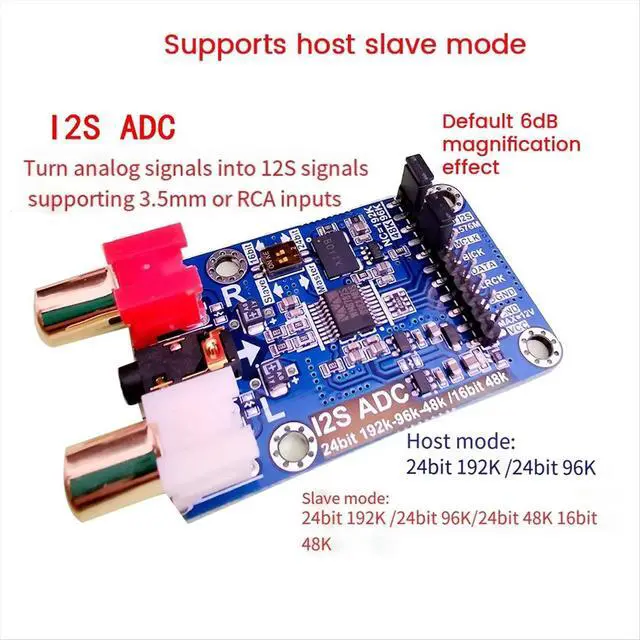 Alt view image 3 of 3 - I2S ADC Audio I2S Acquisition Card Module Master/Slave Mode 24Bit 192K 96K 48K Multi-Functional Development Board