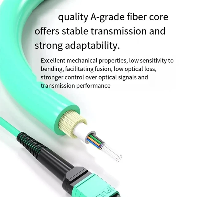 Alt view image 3 of 6 - MPO(Female) to MPO(Female) OM3 12-Cores Multimode Fiber Jumper Patch Cord, for QSFP+s Application, 5m