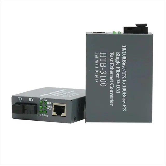 Alt view image 3 of 6 - -3100 Media Converter Optical Fiber Single-Mode 1310/1550nm Popular Ethernet Switch WDM Media Converter EU Plug