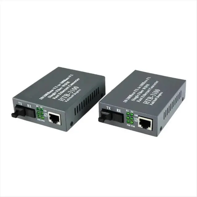 Alt view image 2 of 6 - -3100 Media Converter Optical Fiber Single-Mode 1310/1550nm Popular Ethernet Switch WDM Media Converter EU Plug