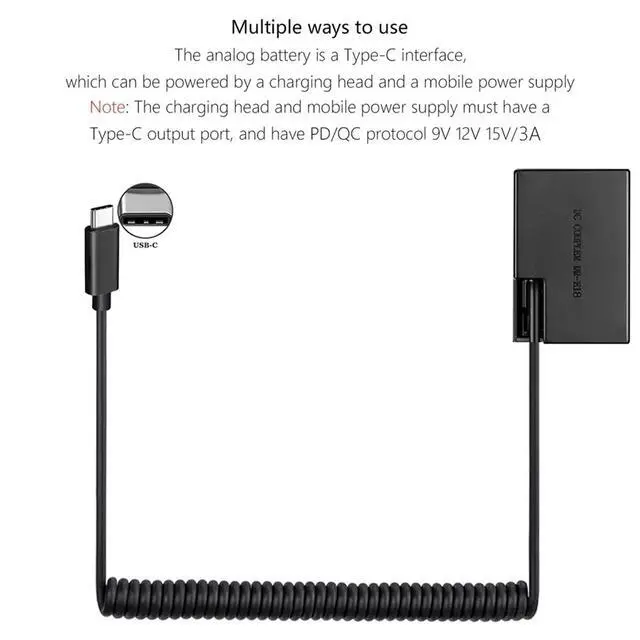 Alt view image 3 of 3 - -E18 -E18 LP-E17 Dummy Type-C Power Coupler for 200D 200D II 250D 750D 760D Camera AC Adapter Kit