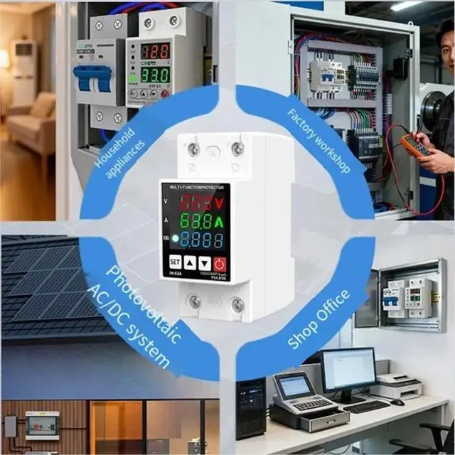 Alt view image 2 of 3 - Voltage Current Power Meter AC 110V 220V 63A Voltmeter Ammeter Frequency Indicator LCD Digital Display Detector