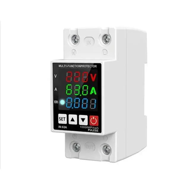 Alt view image 3 of 3 - Voltage Current Power Meter AC 110V 220V 63A Voltmeter Ammeter Frequency Indicator LCD Digital Display Detector
