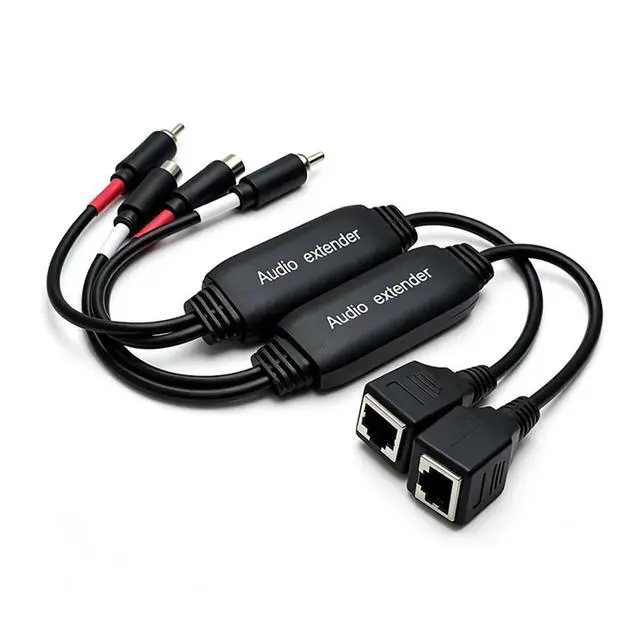 Alt view image 2 of 3 - 100M Audio Extender Red and White Audio to RJ45 Network Cable Extender 100m Player Extended Signal Transmission