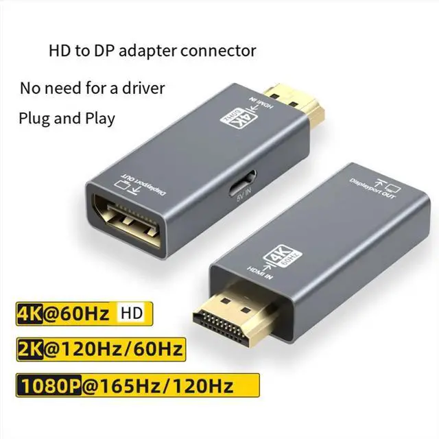 Alt view image 2 of 3 - HD to DP Adapter 4K/60hz 2K/120hz 1080p/165hz -Compatible Converter Laptop External Monitor Computer Display