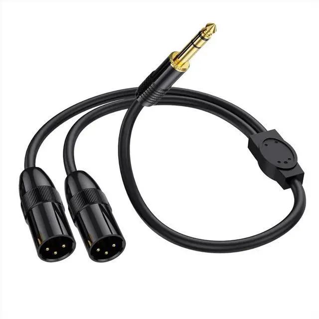 Alt view image 2 of 3 - 6.35mm TRS Male Plug to 2 Dual XLR Male Microphone Stereo Unbalanced Audio Converter Adapter Y Splitte Cable Cord-C