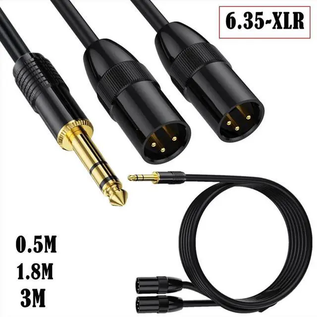 Alt view image 3 of 3 - 6.35mm TRS Male Plug to 2 Dual XLR Male Microphone Stereo Unbalanced Audio Converter Adapter Y Splitte Cable Cord-C