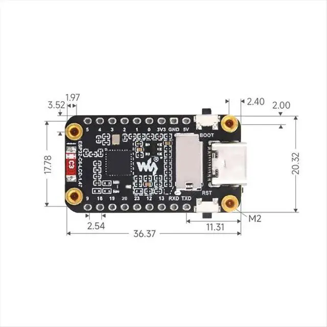 Alt view image 3 of 3 - -C6 Development Board with ST7789 1.47 Inch LCD 6 LVGL HMI SD-Port & RGB-LED Not Soldered