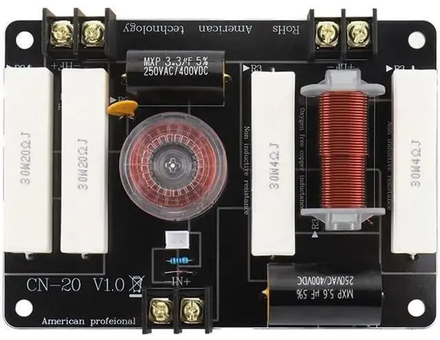 Main image of CN-20 2-Way Speaker Crossover 450W 3000Hz Treble Low Crossover For 8-12 Inch Speakers 25-44Mm Tweeter