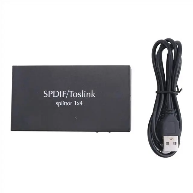 Alt view image 3 of 3 - Digital Optical Audio 1X4 Splitter Digital SPDIF Toslink Optical Fiber Audio Splitter 1 in 4 Out Aluminum Alloy(US Plug)