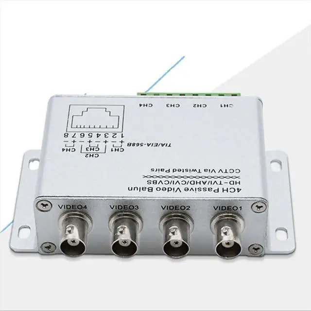 Main image of Passive Video Balun for TVI CVI AHD Cameras CCTV Via Twisted Pairs UTP Video Balun 4CH BNC to UTP RJ45(4CH)