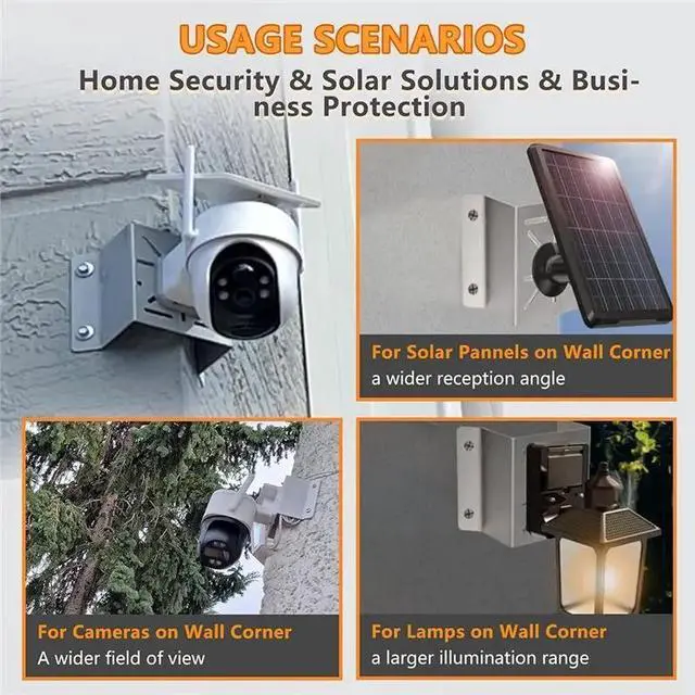 Alt view image 2 of 6 - 2 Pack Universal Corner Mount Bracket For Security Camera, LED Stage Lights And Solar Panels