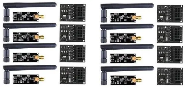 Main image of 8Pcs NRF24L01+PA+LNA Module With Antenna 1100 Meters Long Distance With NRF24L01 Module Adapter 3.3V