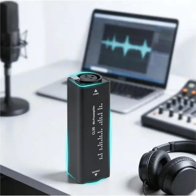 Alt view image 3 of 6 - CL30 Inline Mic Preamp 25Db Gain Low Noise -70Db For Dynamic Ribbon Mic Podcast Live Recording TKLBLS