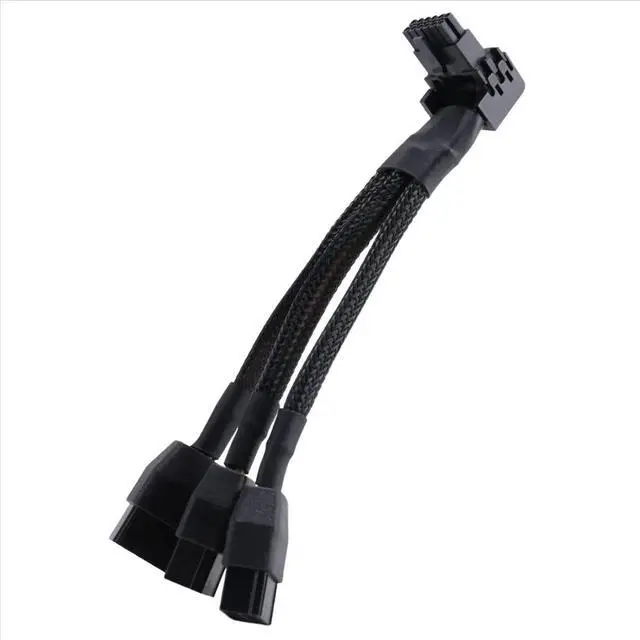 Main image of 16Pin GPU Cable to 3X 8 Pin Pcie Extension - 16AWG PCIE 5.0 90 Degree Right Angle 16 Pin 12+4Pin Supply Adapter(Type B)