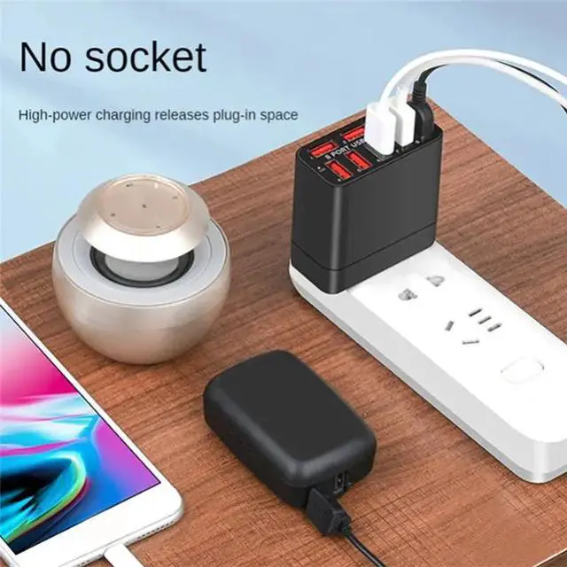 Alt view image 2 of 6 - 1 Piece 8 Port USB Porous Mobile Phone Foldable Travel Quick USB Multi Port EU Plug