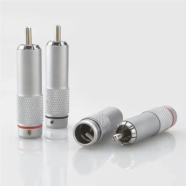 Alt view image 2 of 6 - OR08 Rhodium Plated RCA Male Connector 4PCS Audiocrast Solder For High-End Analogue Cable Phono Plug Audio Accessories