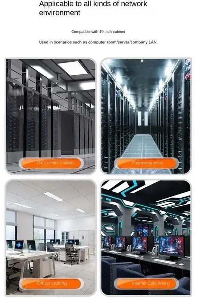 Alt view image 2 of 6 - 1U Network Cable Management Horizontal Vertical Mount 19 Inch Server Rack 24 Slot 48 Port Finger Duct Wire Organizer