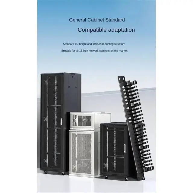 Alt view image 3 of 6 - 1U Network Cable Management Horizontal Vertical Mount 19 Inch Server Rack 24 Slot 48 Port Finger Duct Wire Organizer
