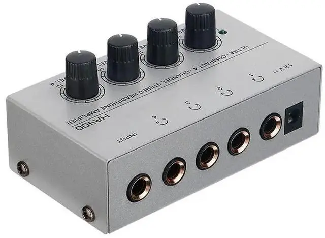 Main image of HA400 Metal Stereo Headphone Amplifier - 4-Channel Audio Boost For Sound Mixer, Guitar, PC, EU Plug Format