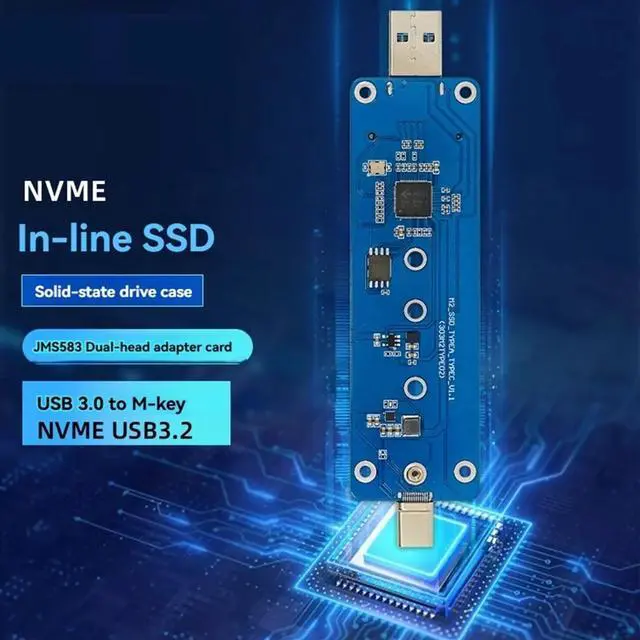 Alt view image 2 of 3 - M2 SSD Adapter NVMe Enclosure M.2 to USB3.2 Case for NVME PCIE M Key SSD NVME to USB3.0/TYPE-C Converter