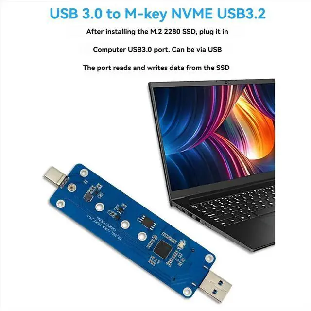 Main image of M2 SSD Adapter NVMe Enclosure M.2 to USB3.2 Case for NVME PCIE M Key SSD NVME to USB3.0/TYPE-C Converter