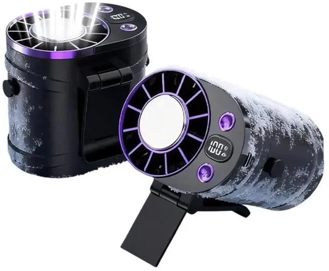 Alt view image 3 of 3 - Waist Hanging Fan Clip on Air Conditioner Fan with LED Display, Mini Cooling System for Outdoor Worker Black