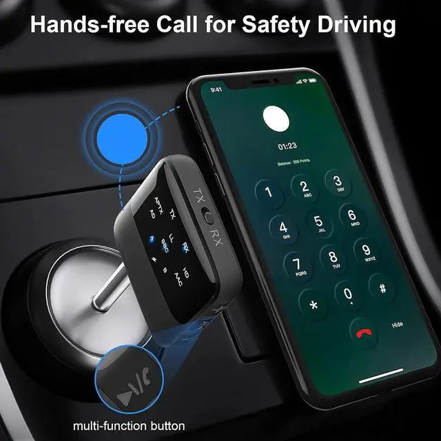 Main image of Bluetooth 5.2 Receiver Transmitter HD Low Latency 3.5mm AUX 2 in 1 Audio Adapter for Car Speaker TV PC,Etc.