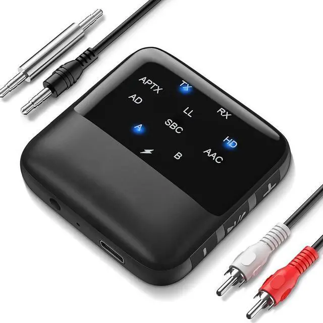 Alt view image 3 of 3 - Bluetooth 5.2 Receiver Transmitter HD Low Latency 3.5mm AUX 2 in 1 Audio Adapter for Car Speaker TV PC,Etc.