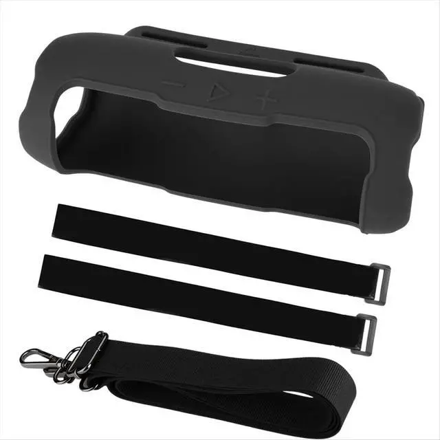 Alt view image 2 of 6 - Travel Carrying Case with Shoulder Strap and Bike Rod Fixing Strap Silicone Case for Flip 7 Speaker Black